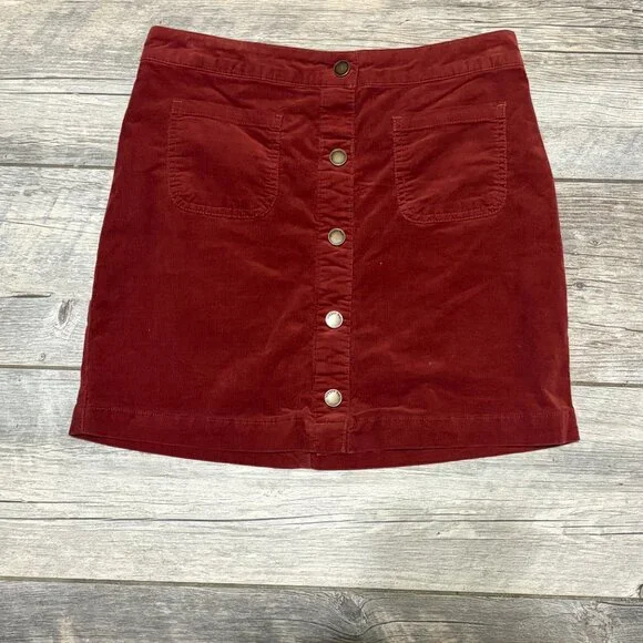 Copper Key Red Corduroy Mini Skirt Button Front Women’s XL Vintage Y2K - Picture 2 of 4